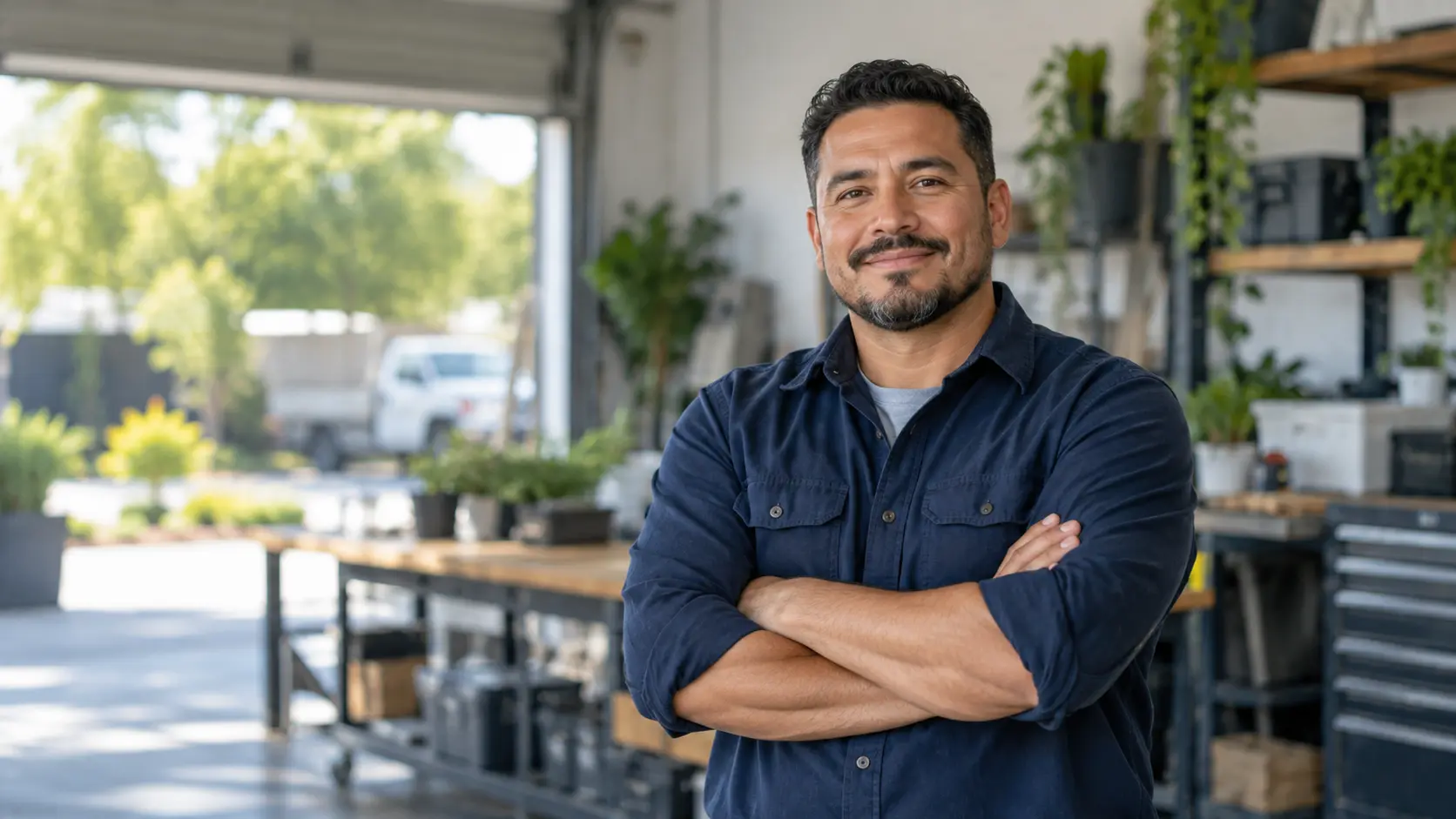 Empresario latino en su espacio de trabajo